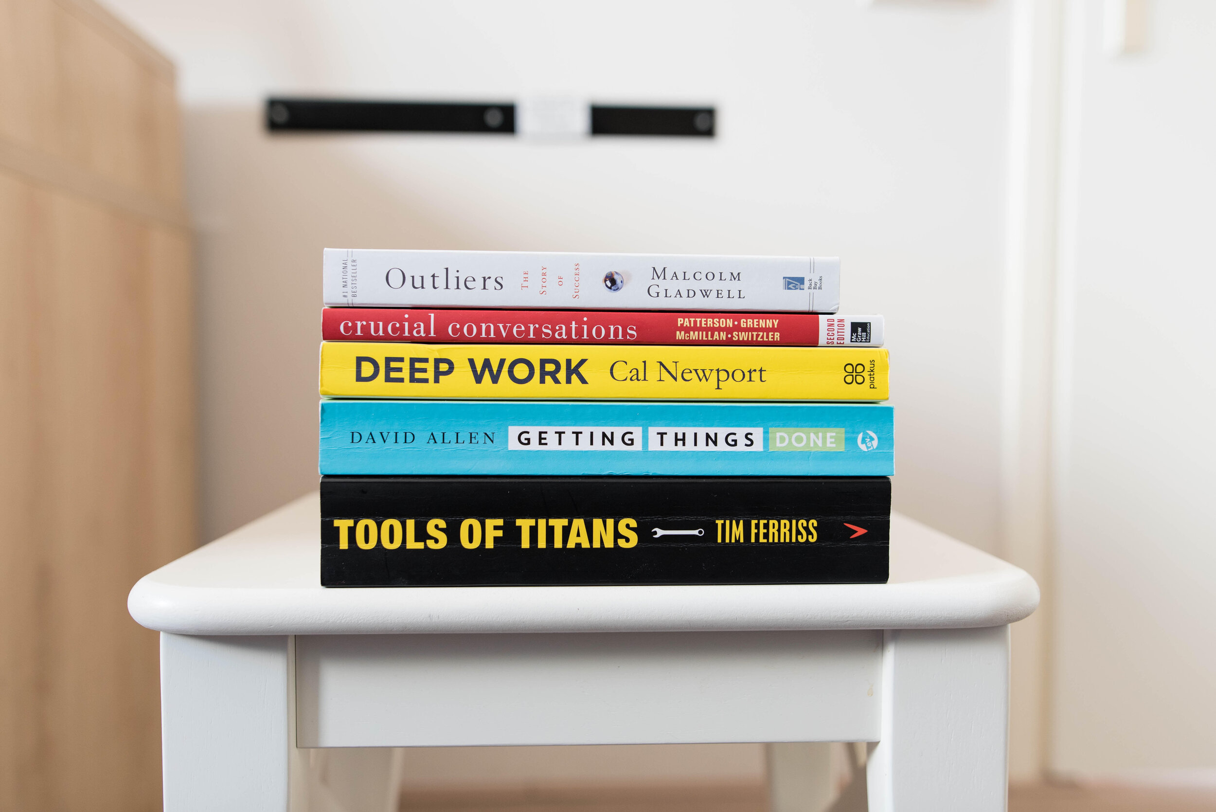 Stack of entrepreneurial books to read